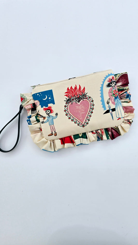 "MIRTA" pochette con rouches EX VOTO BEIGE