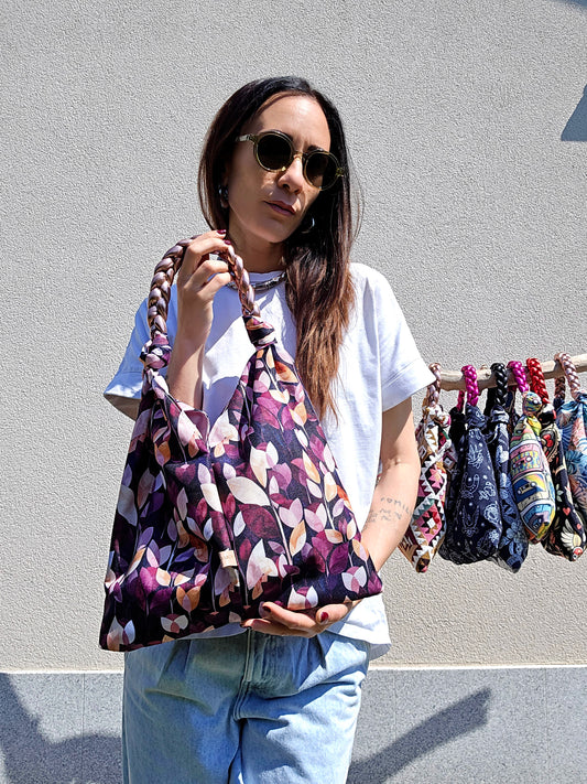 KNOT BAG foglie/rosa