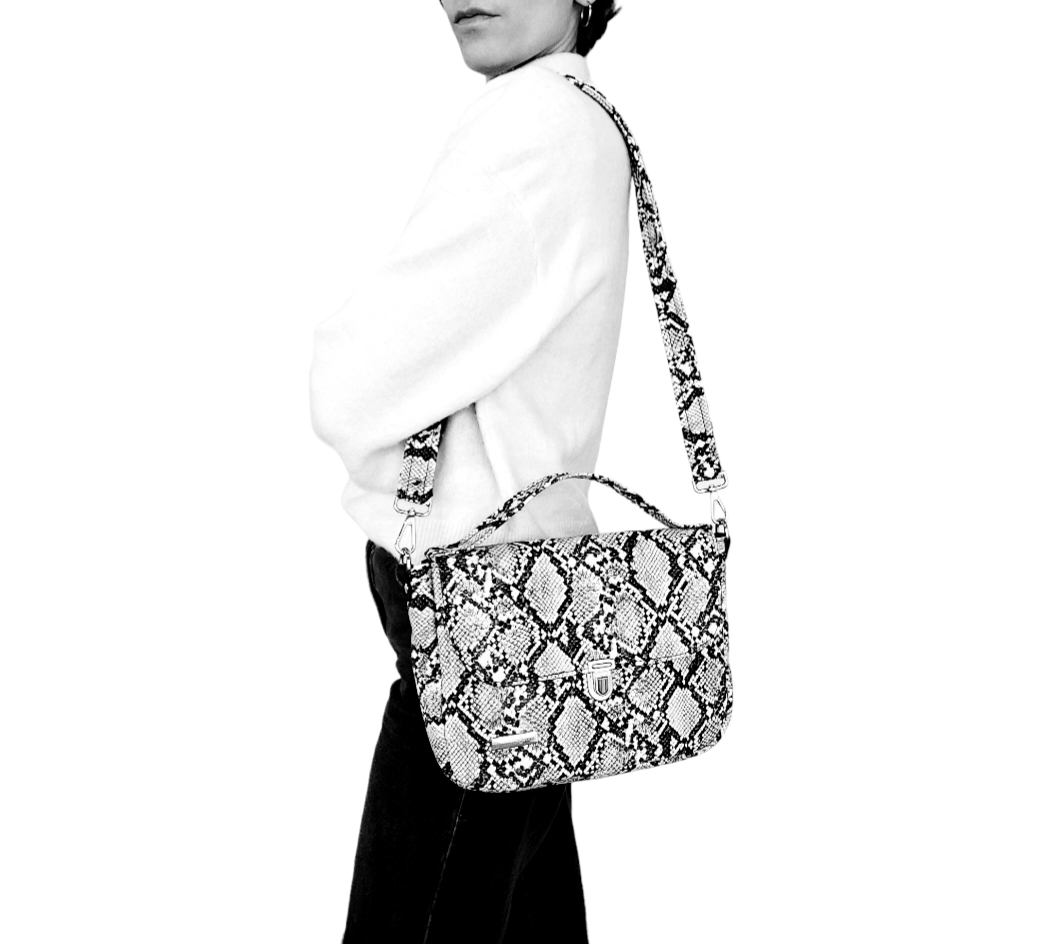"DOTTY" VEGAN mini SIMILPELLE PITONE nero