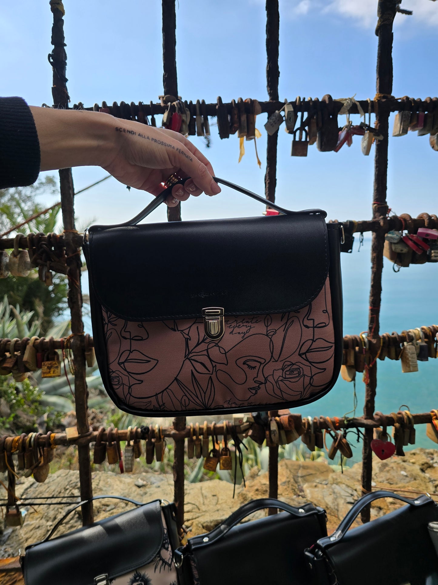 "DOTTY" VEGAN mini SIMILPELLE nero / mocha viso
