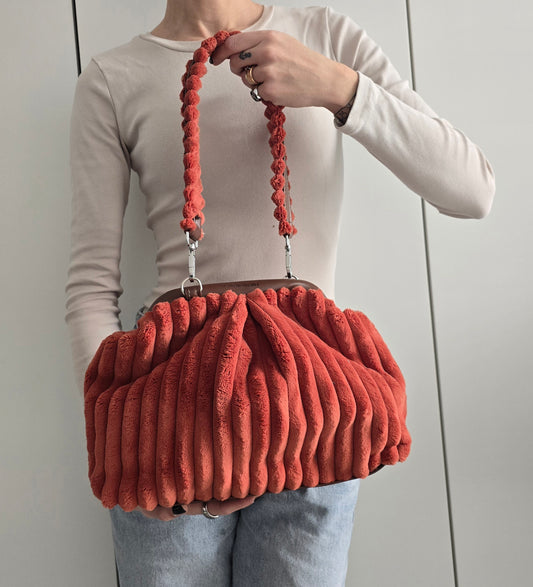 BORSA CLIC CLAC VELLUTO COSTONI mattone/cuoio