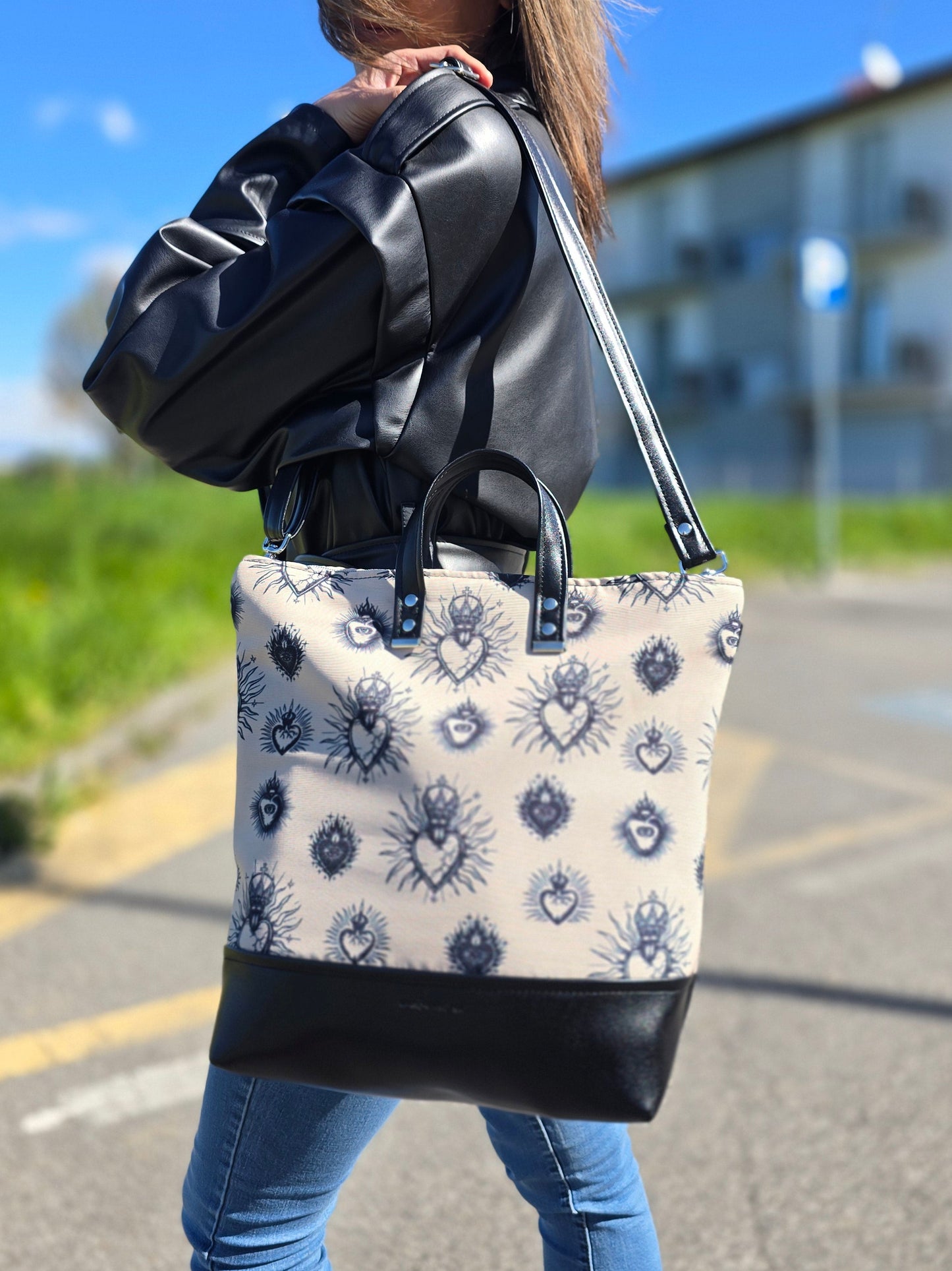 BORSA ZAINO 3 IN 1 NERO / ex voto new beige