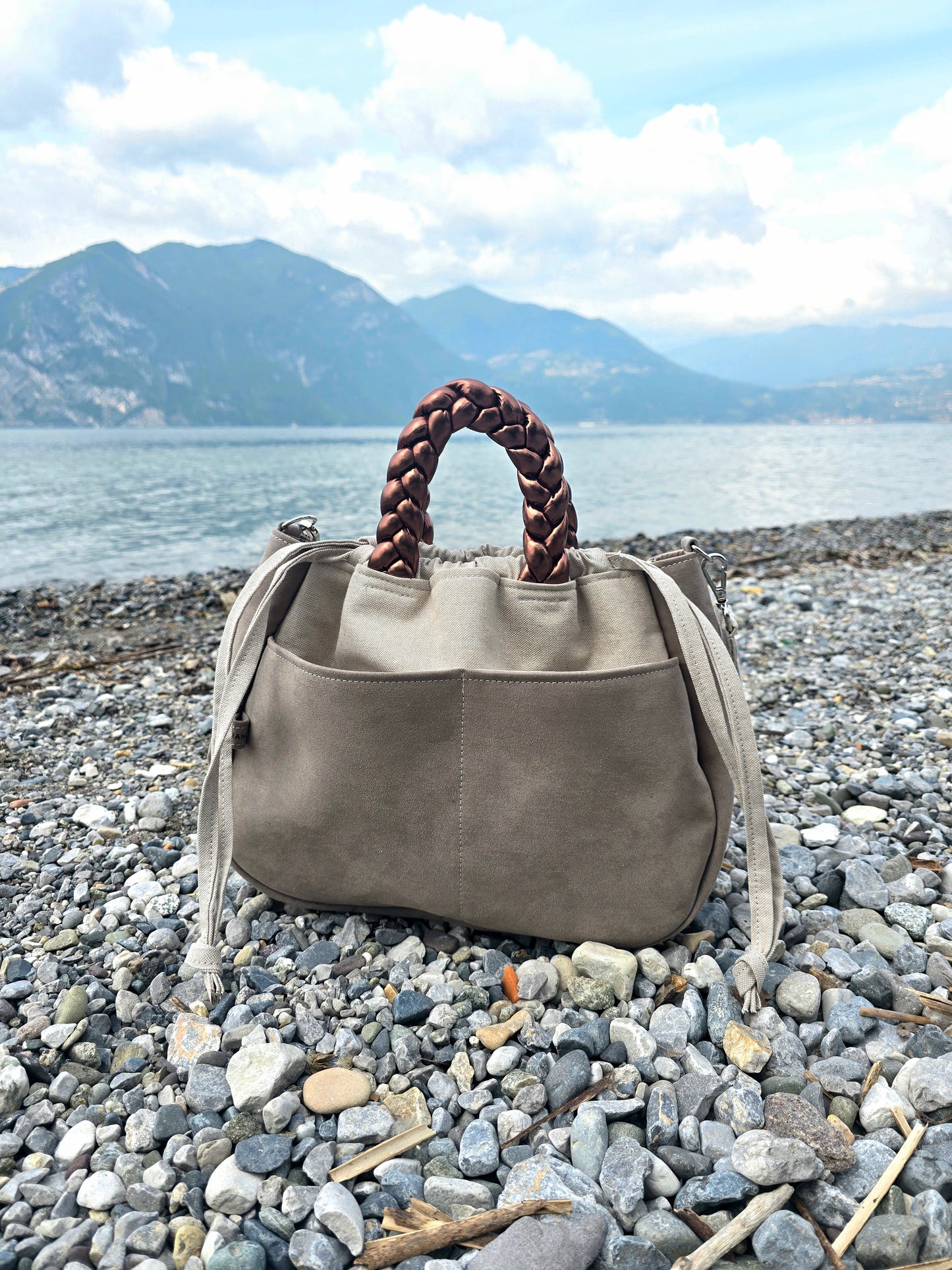 "L'ORGANIZZATA" corda chiaro/ similsuede tortora