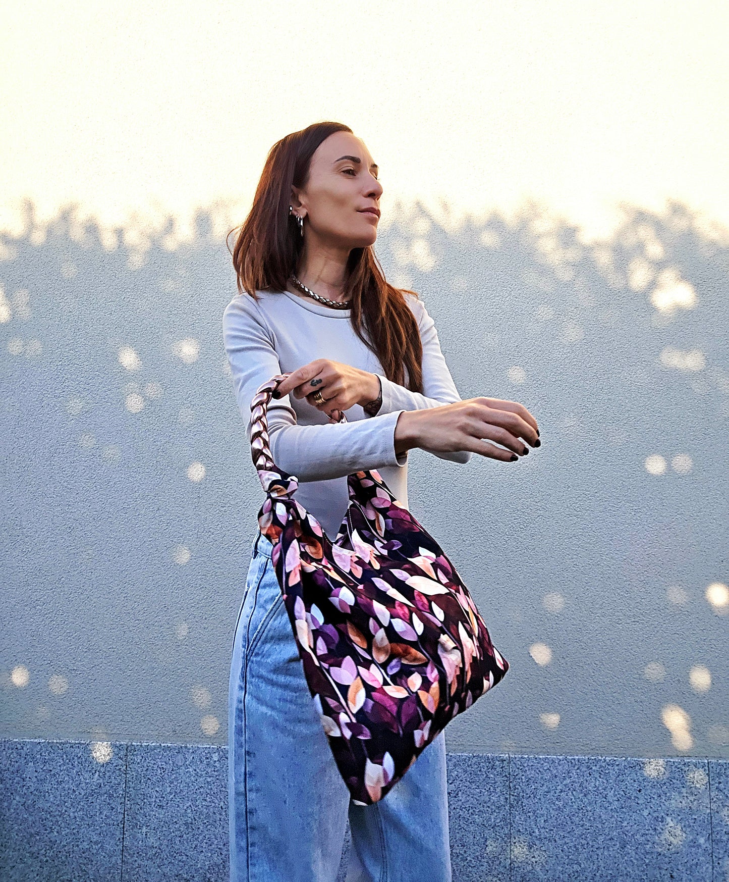 KNOT BAG foglie/rosa