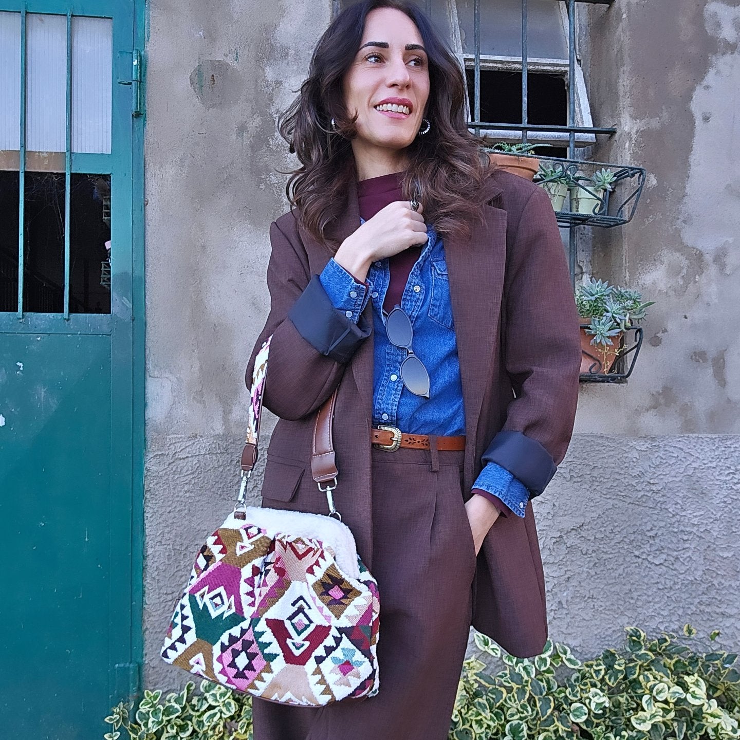 BORSA CLIC CLAC Kilim mix bordeaux
