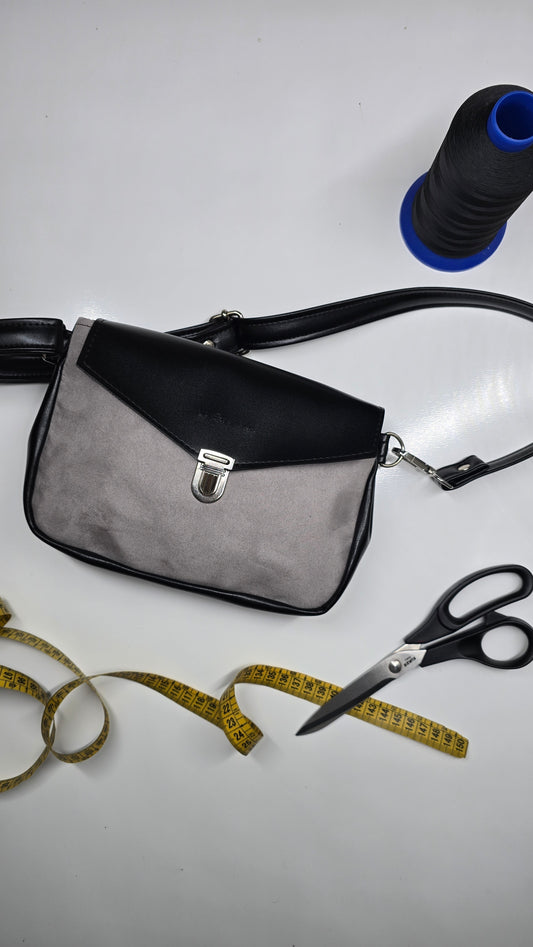 MARSUPIELLO large nero/similsuede grigio