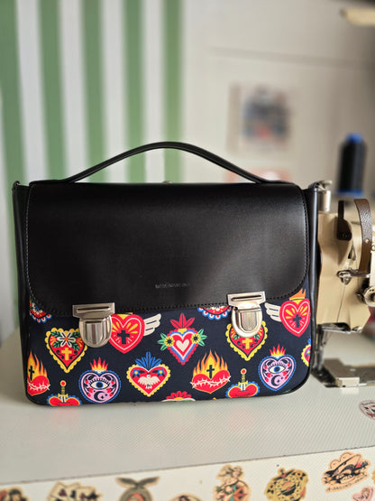 "DOTTY" VEGAN maxi SIMILPELLE nero / ex voto multicolor