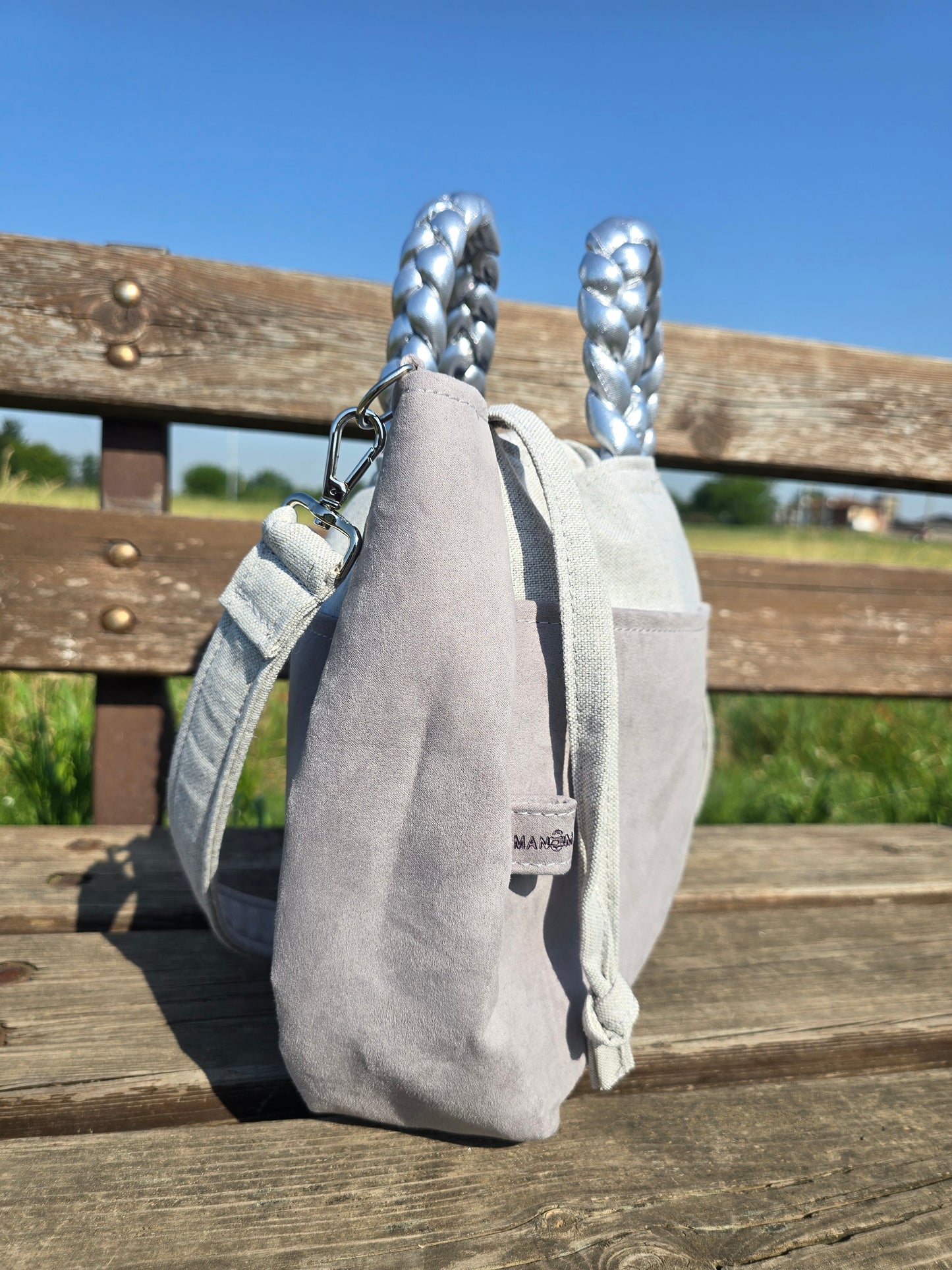 "L'ORGANIZZATA" grigio chiaro/ similsuede grigio