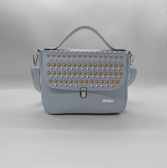 "DOTTY" VEGAN mini SIMILPELLE grigio borchie