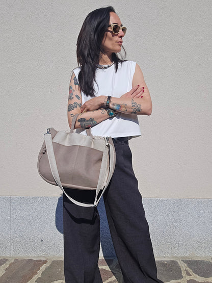 "L'ORGANIZZATA" corda chiaro/ similsuede tortora/ MANICI CLASSICI