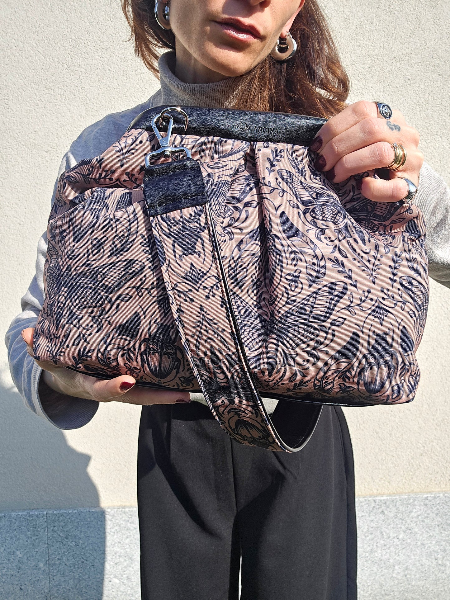 BORSA CLIC CLAC nero / mocha tattoo