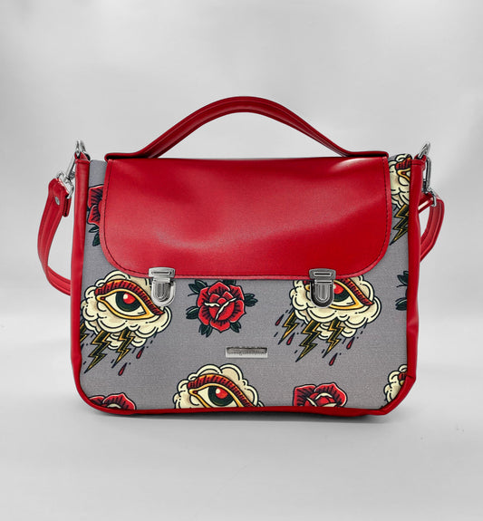 "DOTTY" VEGAN midi SIMILPELLE rosso/ tattoo grigio