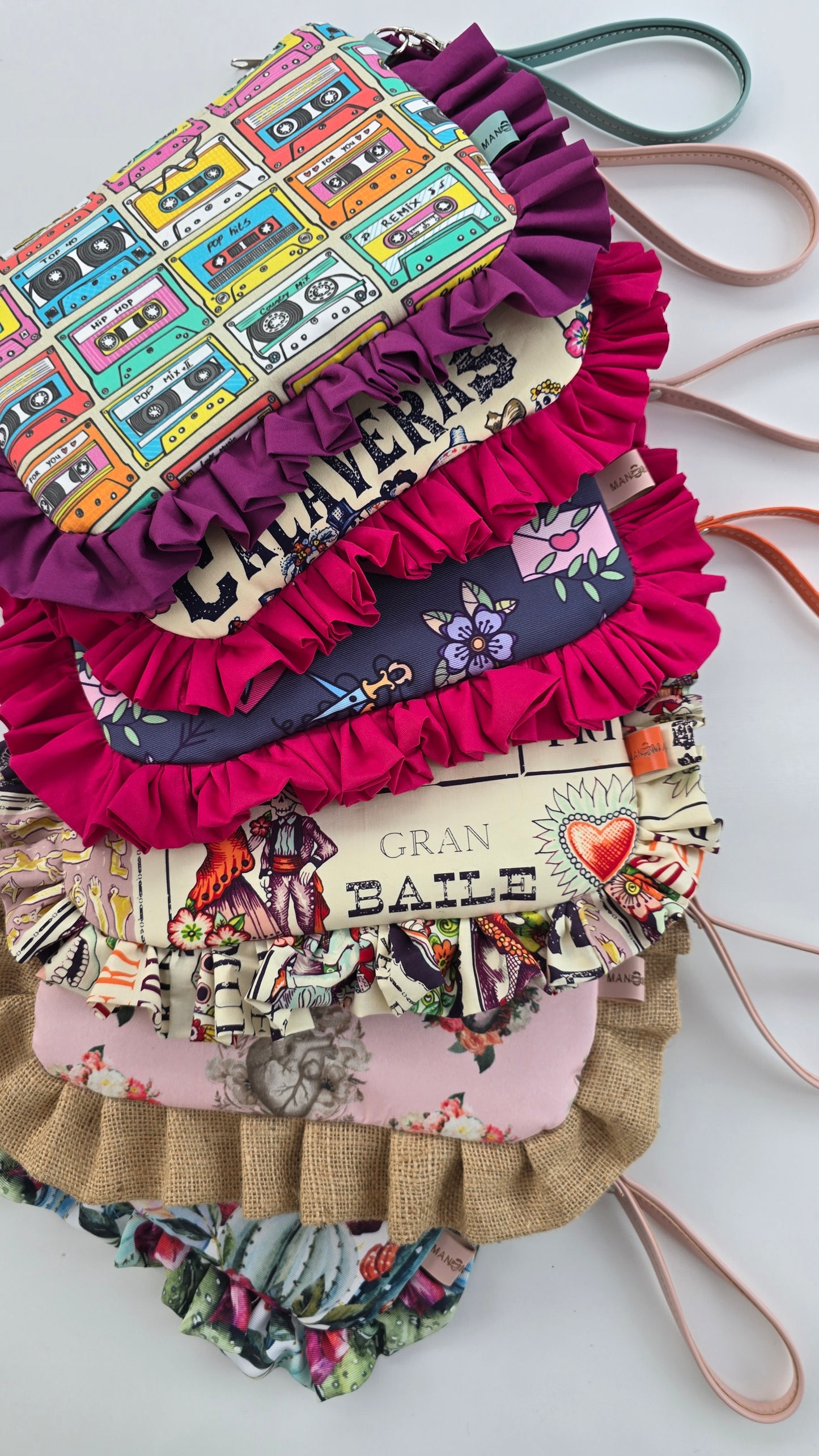 "MIRTA" pochette con rouches in juta CUORE ANATOMICO pezzo unico