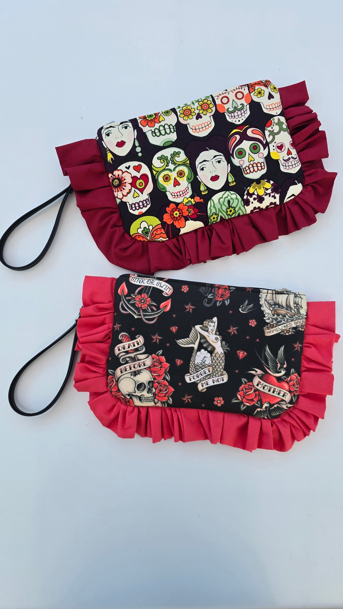 "MIRTA" pochette con rouches teschi Frida
