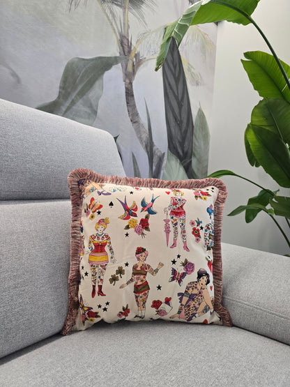 CUSCINO donna tattoo con frange
