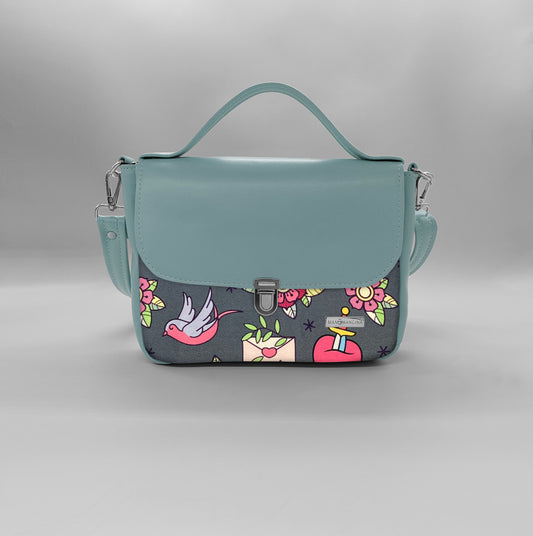 "DOTTY" VEGAN mini SIMILPELLE verde pastello/ love pink