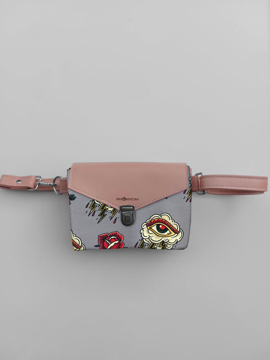 MARSUPIELLO rosa cipria / tattoo grigio