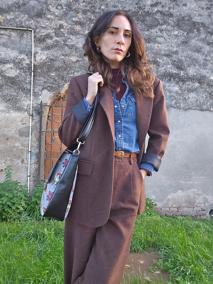 "DOTTY" VEGAN maxi SIMILPELLE nero / tattoo grigio