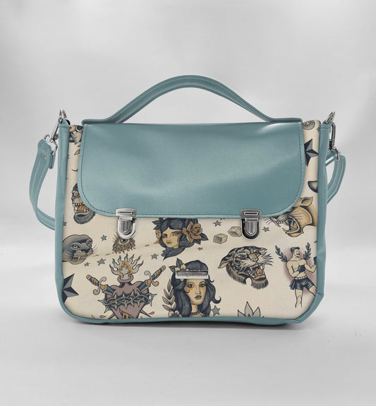 "DOTTY" VEGAN midi SIMILPELLE verde pastello/ tattoo beige