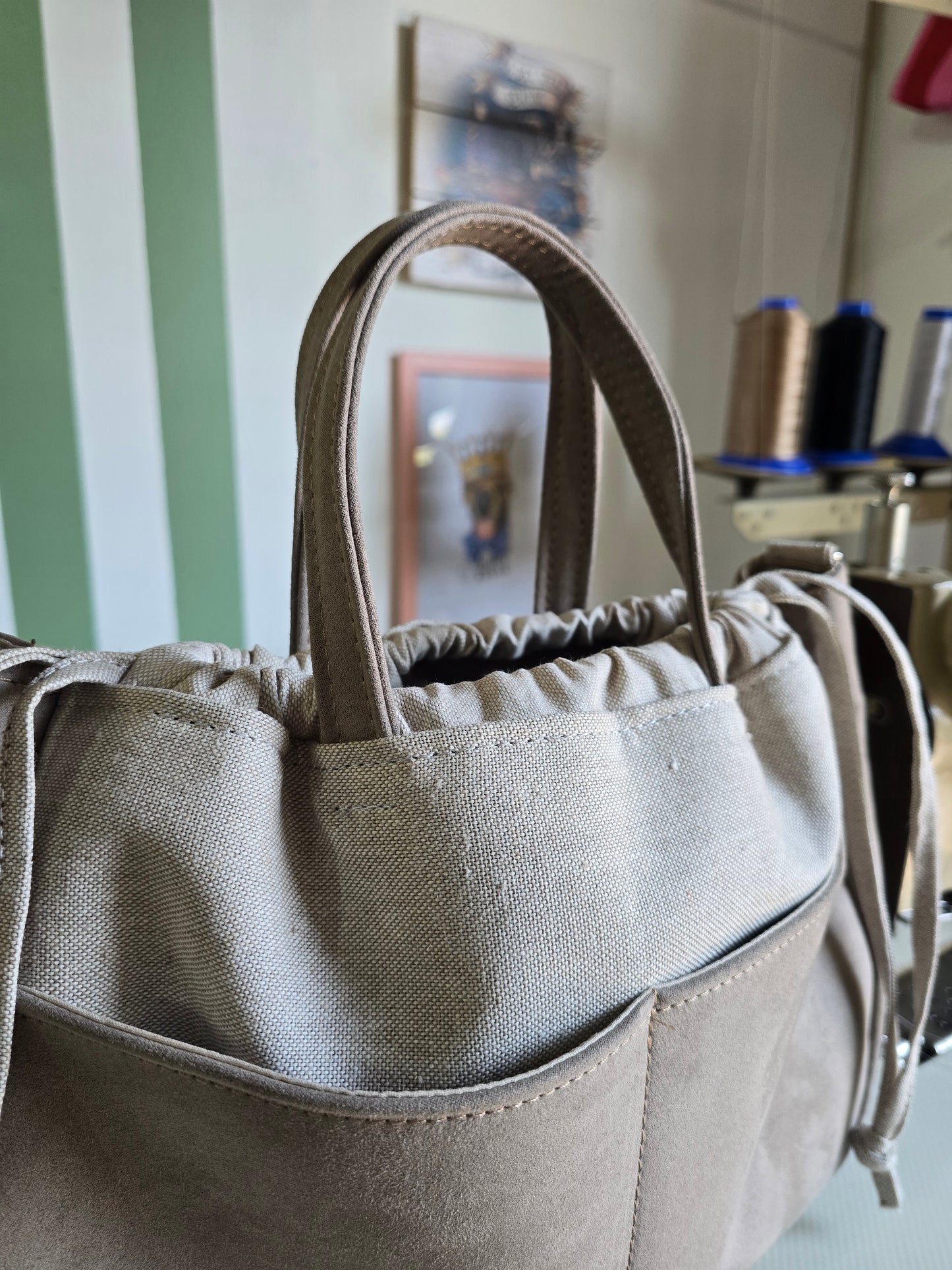 "L'ORGANIZZATA" corda chiaro/ similsuede tortora/ MANICI CLASSICI
