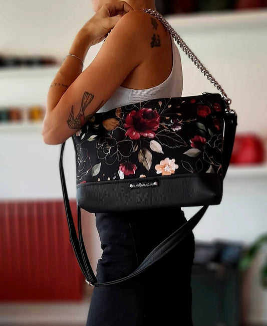 GILDA similpelle nero/fiori nero