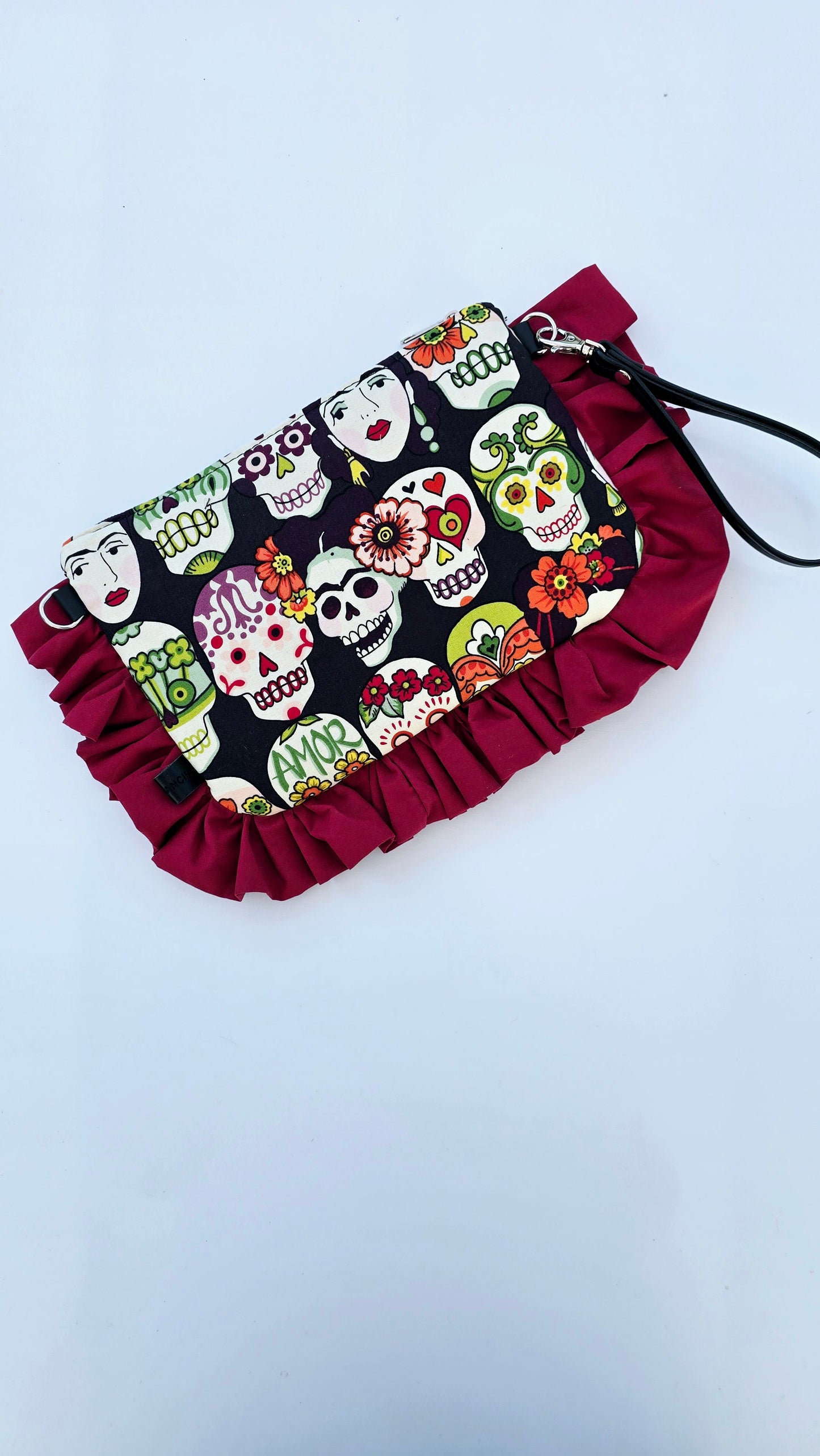 "MIRTA" pochette con rouches teschi Frida