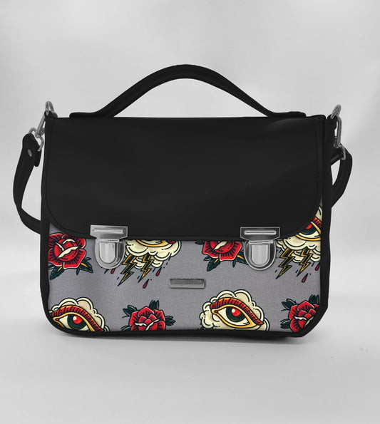 "DOTTY" VEGAN maxi SIMILPELLE nero / tattoo grigio