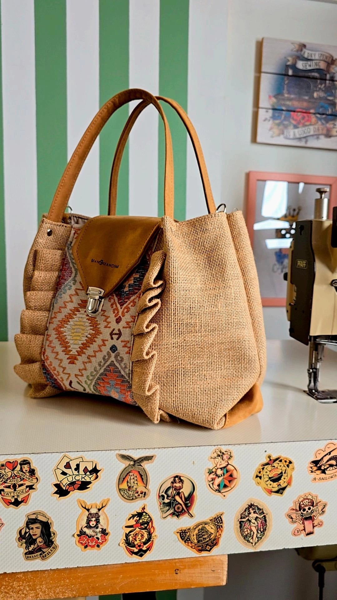 L'ARTIGIANA - EDIZIONE LIMITATA juta/similsuede/rouches boho2 PEZZO UNICO