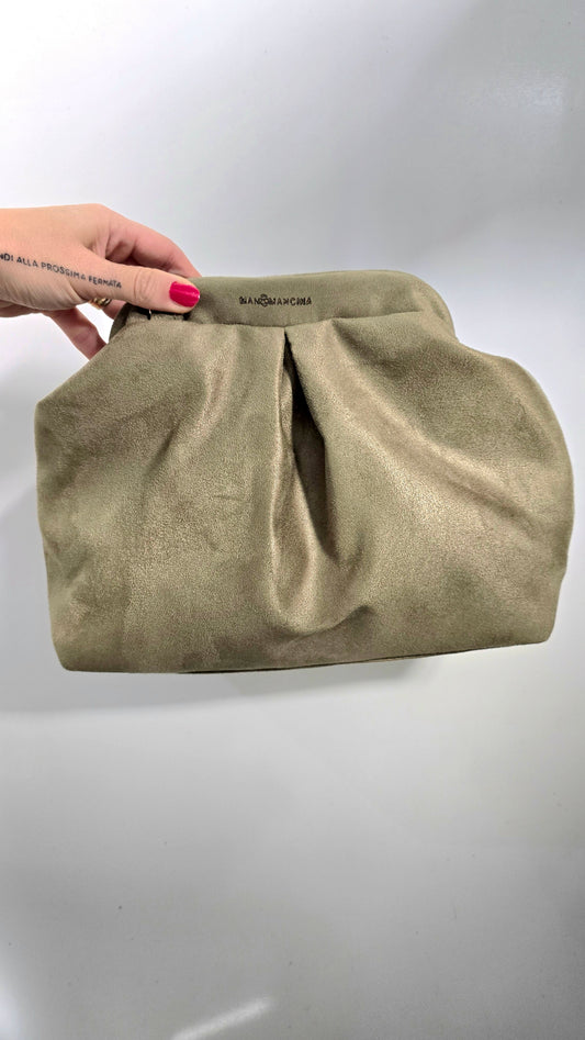 BORSA CLIC CLAC tracolla regolabile- simil suede verde militare