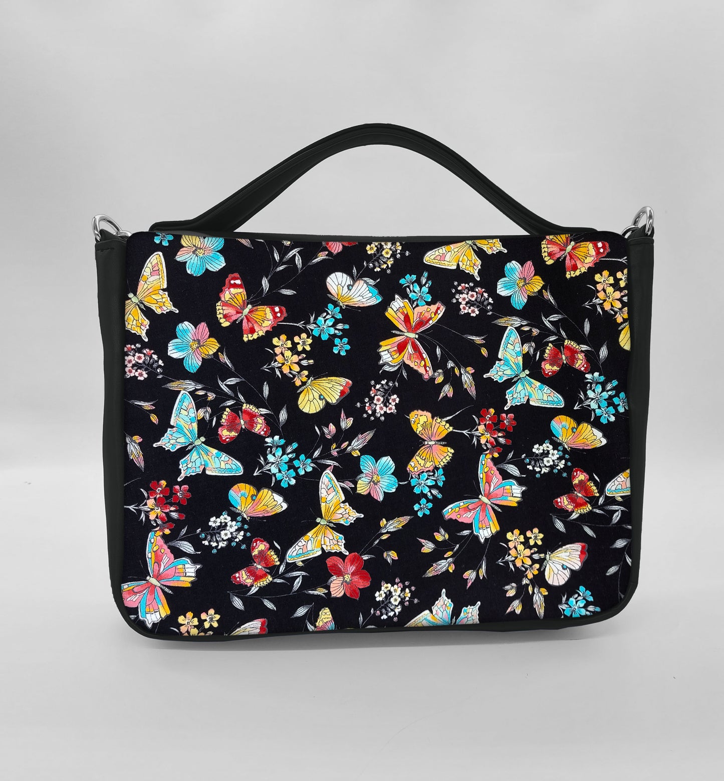 "DOTTY" VEGAN midi SIMILPELLE nero/farfalle