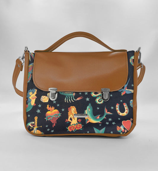 "DOTTY" VEGAN midi SIMILPELLE cuoio/tattoo one