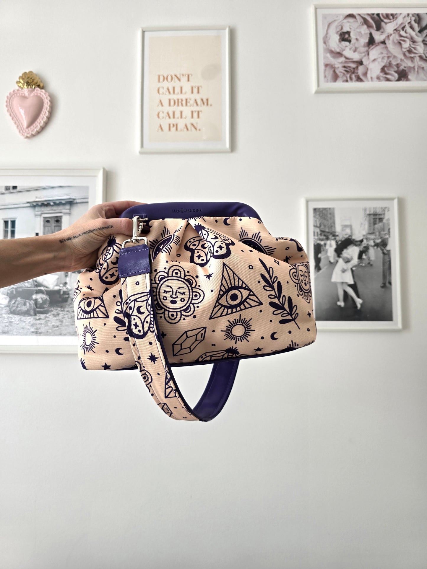 BORSA CLIC CLAC viola / tattoo beige viola