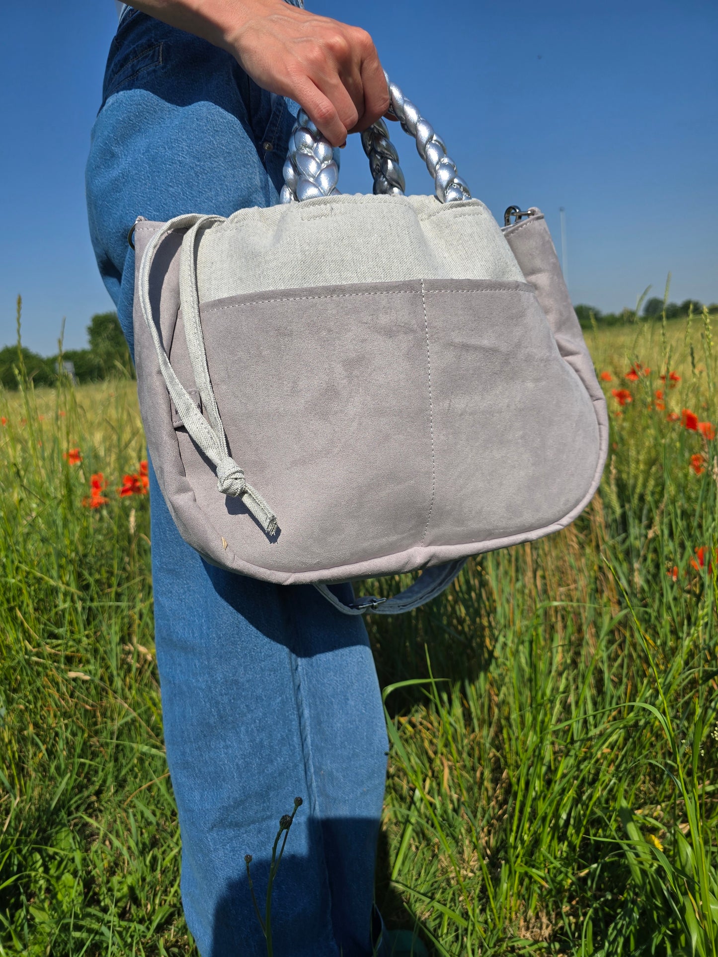 "L'ORGANIZZATA" grigio chiaro/ similsuede grigio