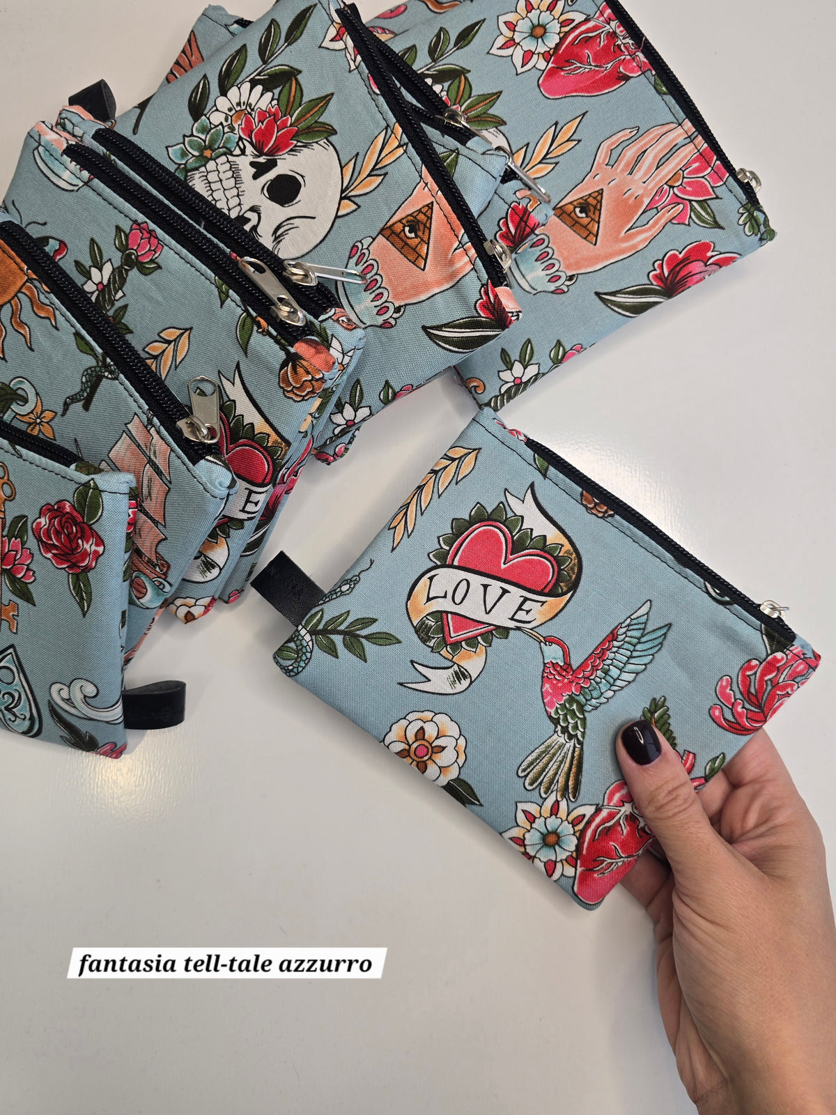POCHETTE COMPACT | PORTA CARTE E MONETE | tutte le fantasie con tatuaggi/disegni old school