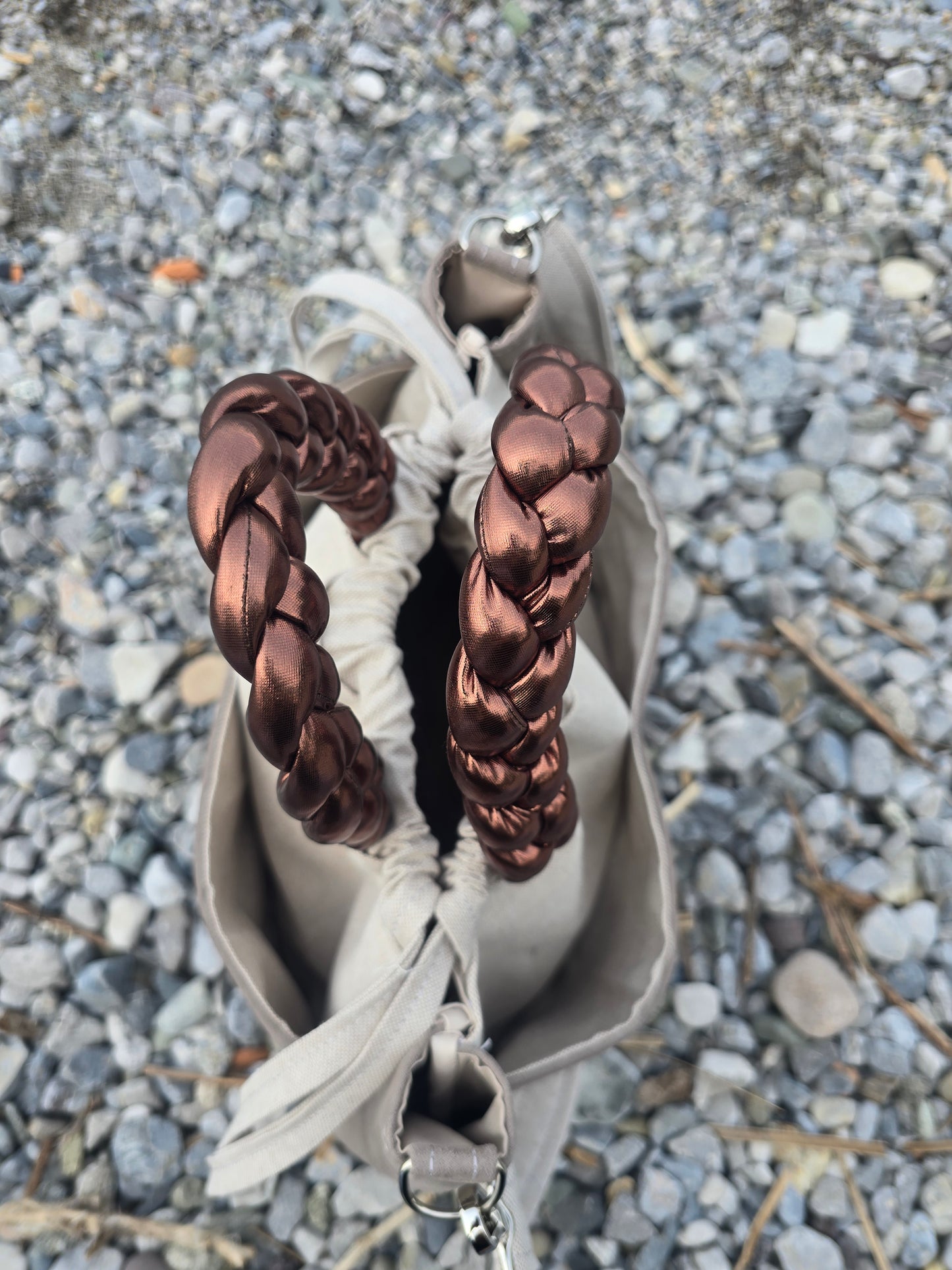 "L'ORGANIZZATA" corda chiaro/ similsuede tortora