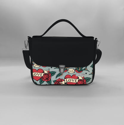 "DOTTY" VEGAN mini SIMILPELLE nero / rondini love