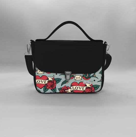 "DOTTY" VEGAN mini SIMILPELLE nero / rondini love