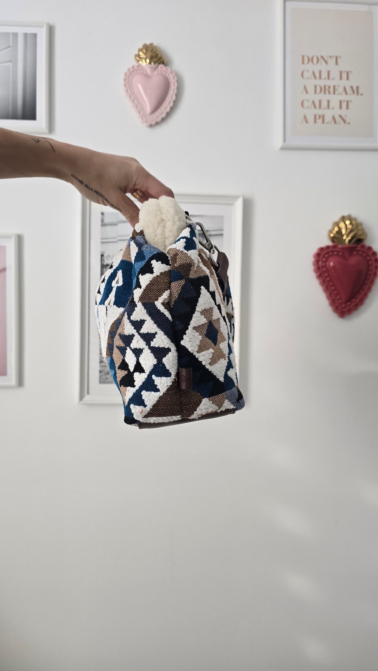 BORSA CLIC CLAC Kilim mix azzurro