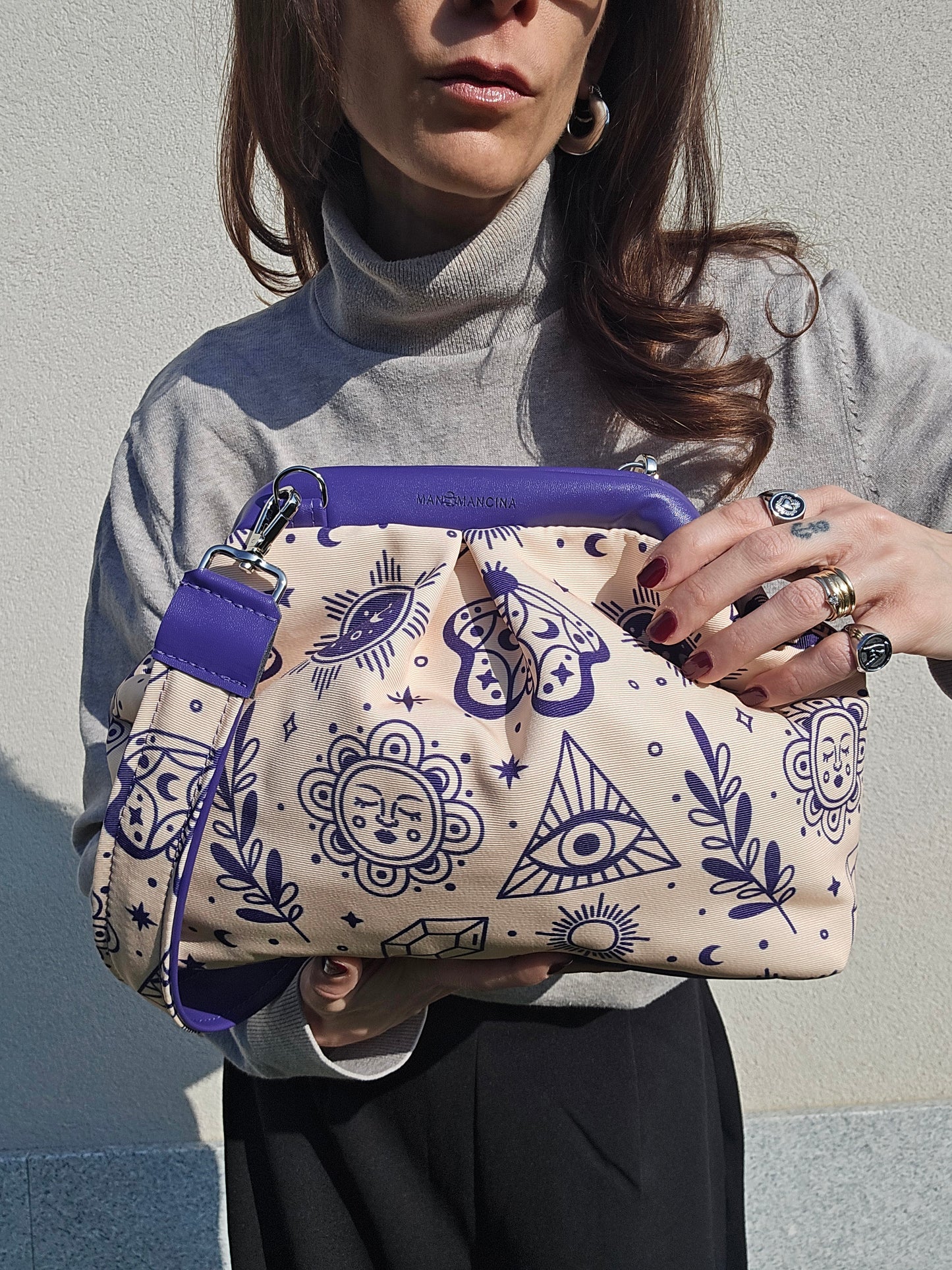 BORSA CLIC CLAC viola / tattoo beige viola