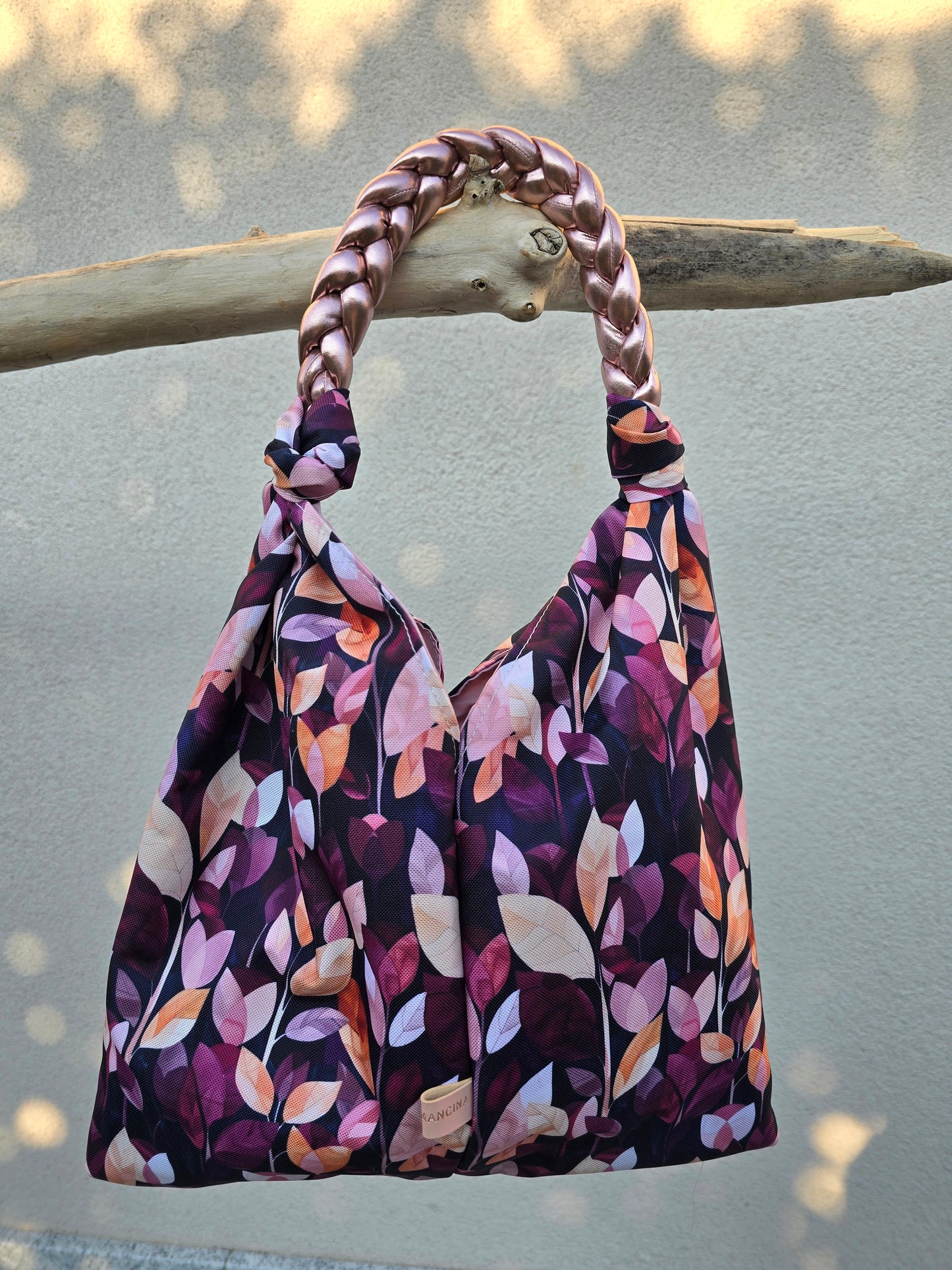 KNOT BAG foglie/rosa