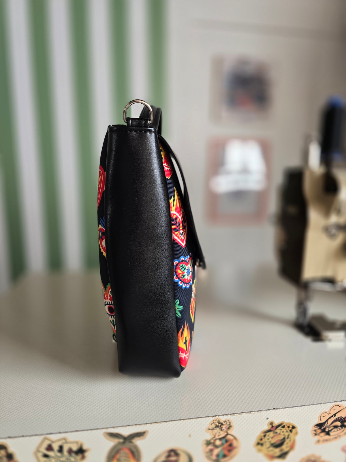 "DOTTY" VEGAN maxi SIMILPELLE nero / ex voto multicolor