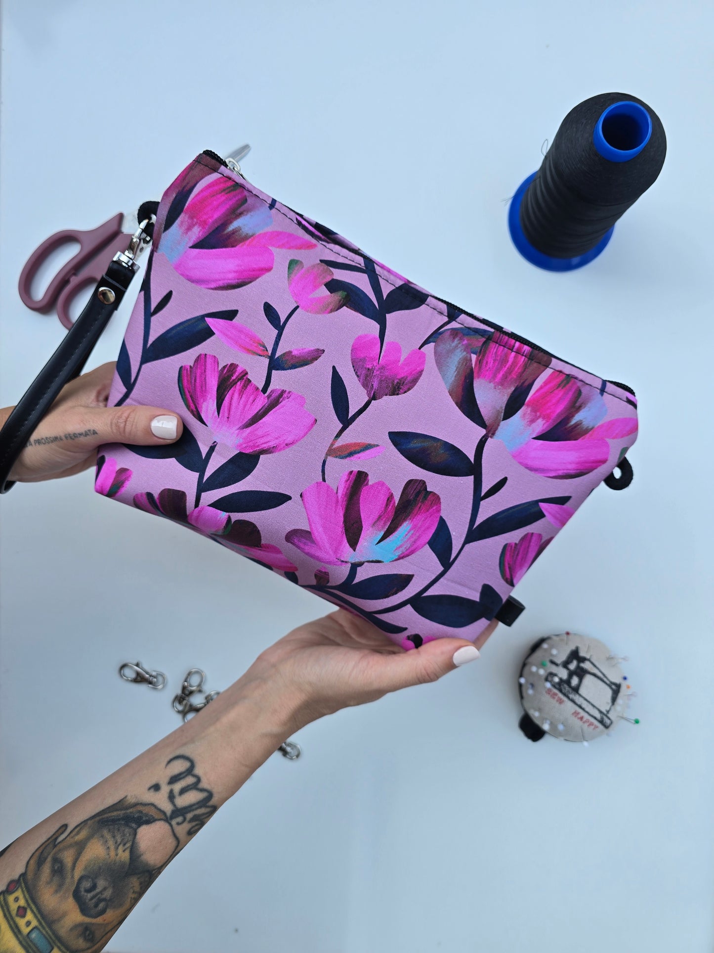 MAXI POCHETTE fiori fucsia