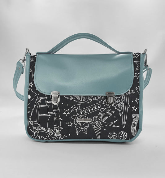 "DOTTY" VEGAN midi SIMILPELLE verde pastello/ tattoo black