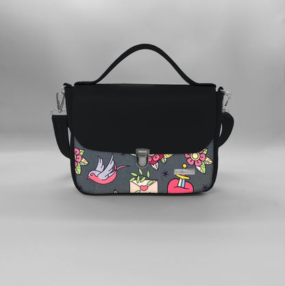 "DOTTY" VEGAN mini SIMILPELLE nero / love pink