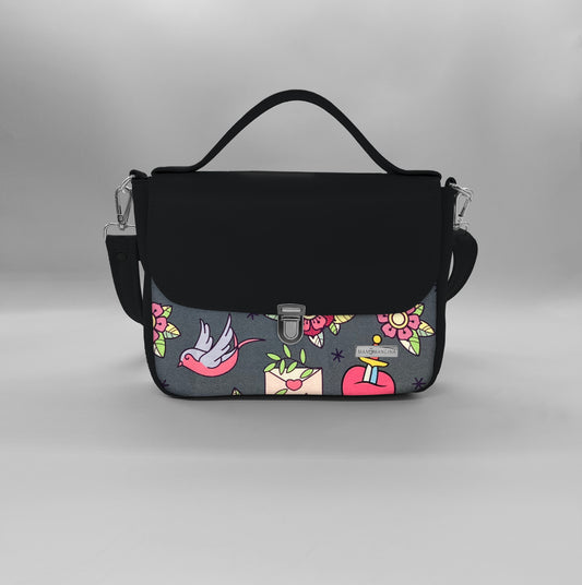 "DOTTY" VEGAN mini SIMILPELLE nero / love pink