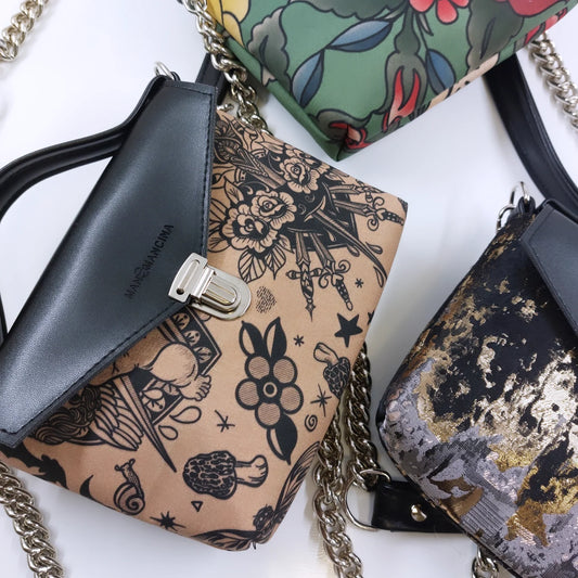 BORSETTA nero/tattoo camel