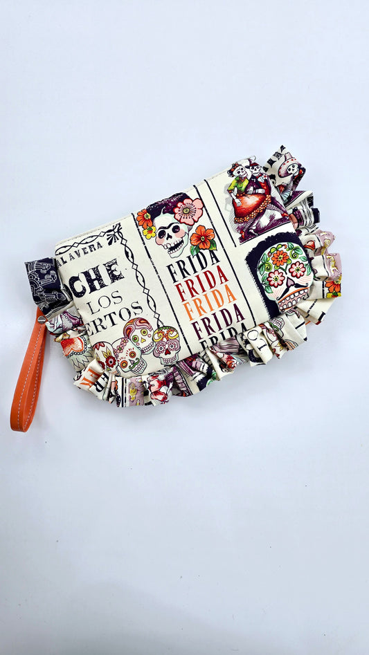 "MIRTA" pochette con rouches FRIDA CALAVERAS pezzo unico