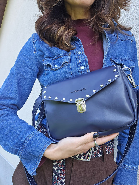 MARSUPIELLO large blu/borchie