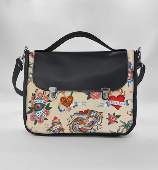 "DOTTY" VEGAN midi SIMILPELLE nero/new love beige