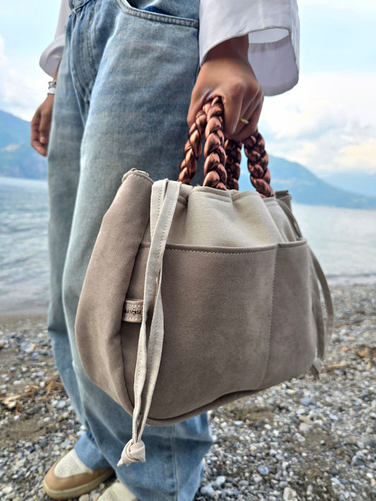 "L'ORGANIZZATA" corda chiaro/ similsuede tortora